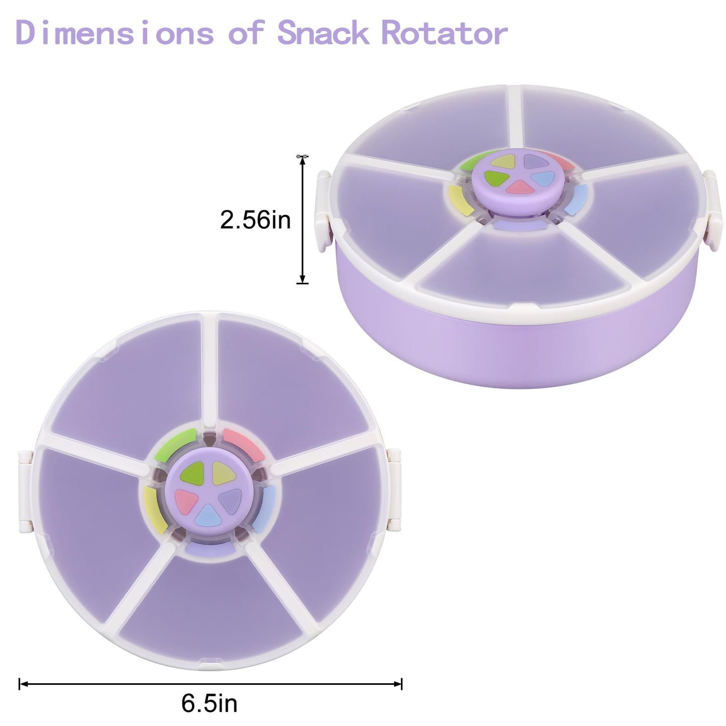 Kids Snack Rotator Container Reusable Snack Box with 5 Compartment Dispenser and Lid, Color Matching Opening Lid, BPA and PVC Free, for Toddlers, Babies, Home, School, Travel (1 Pack- Pink)