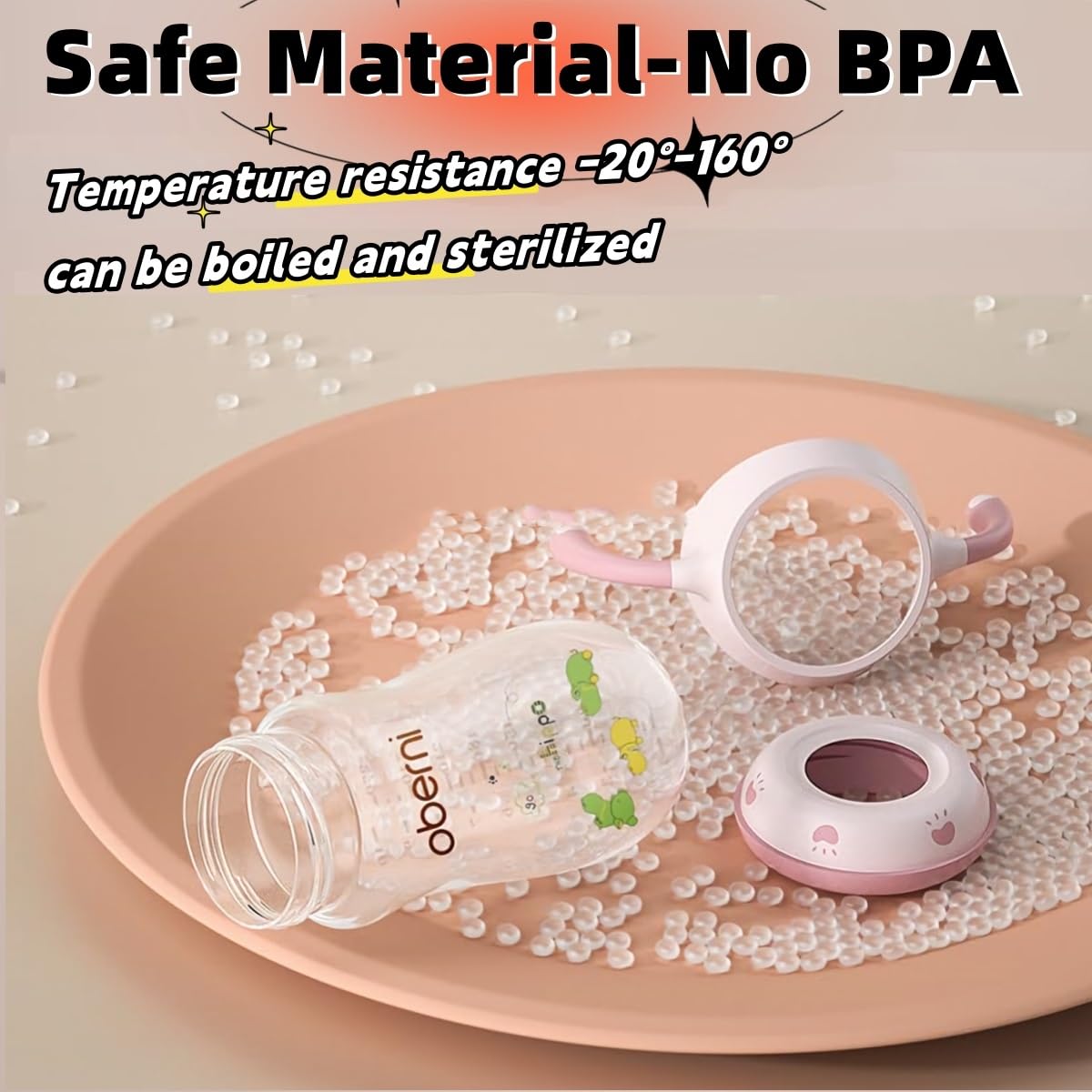 Baby Bottles, Weighted Straw Toddler Milk Bottles with Non-Slip Handle, Size + Variable Fast Flow, 12+ Months, BPA-Free, Blue/1Pack/9oz