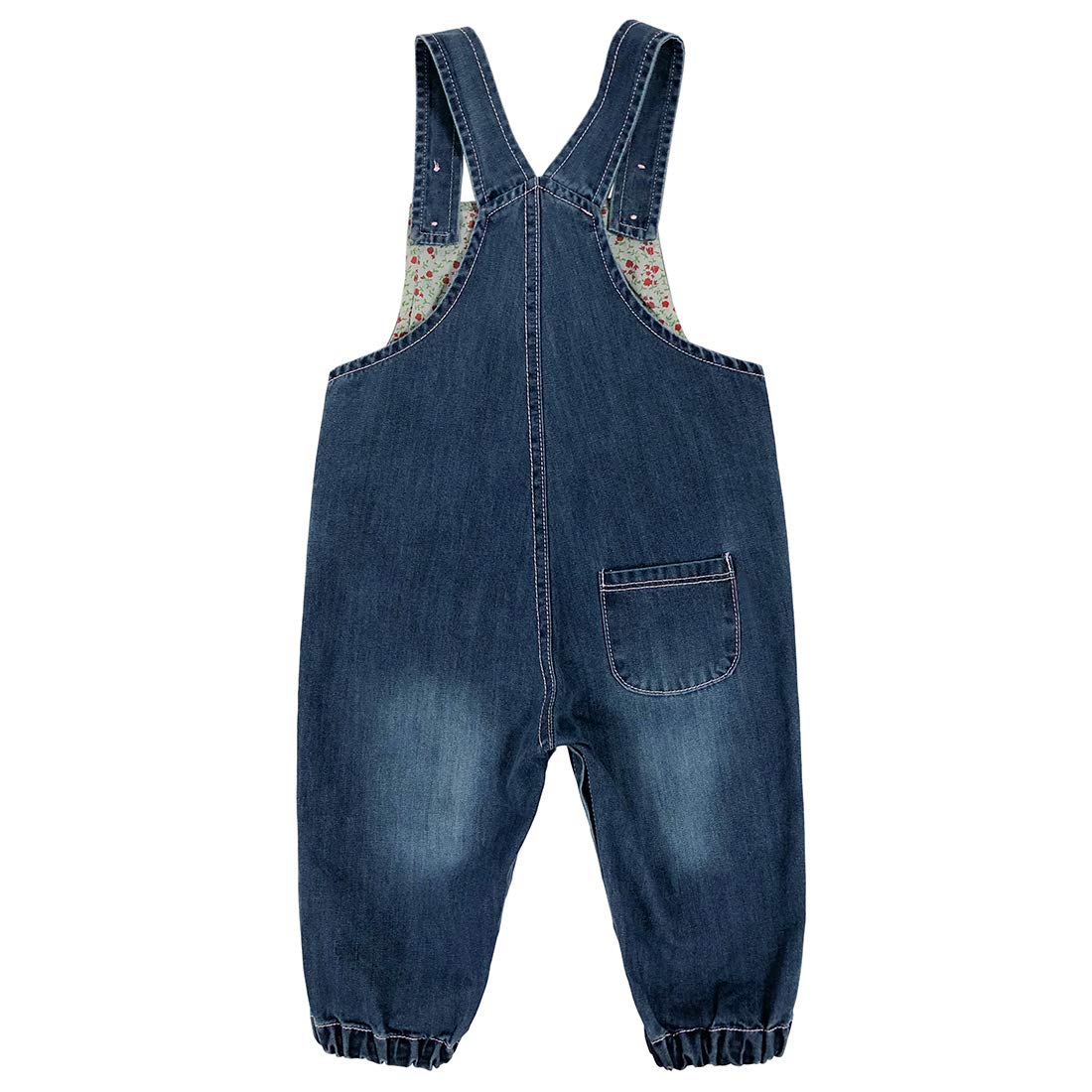 Peacolate 3months-3Years Baby Girls Denim Overalls Embroidery Bib Pants Jeans Jumpsuit