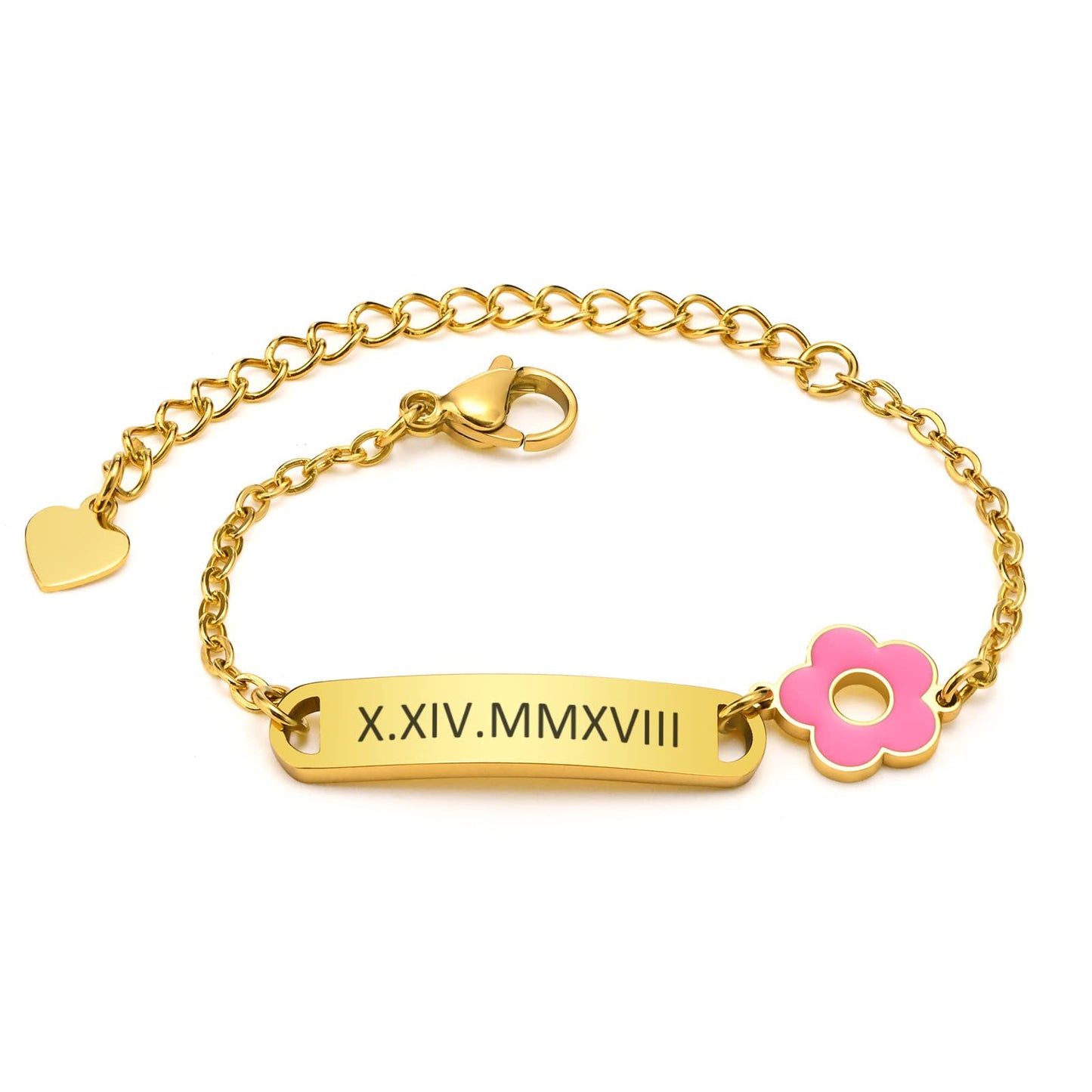 Personalized Baby Bar Bracelet : 18K Gold Plated Custom Name ID Plate Bracelet for Children Toddler from Mom, Engraved Kid Name for Daughter Son, New Born Birthday Gift,Adjustable,Nickel free
