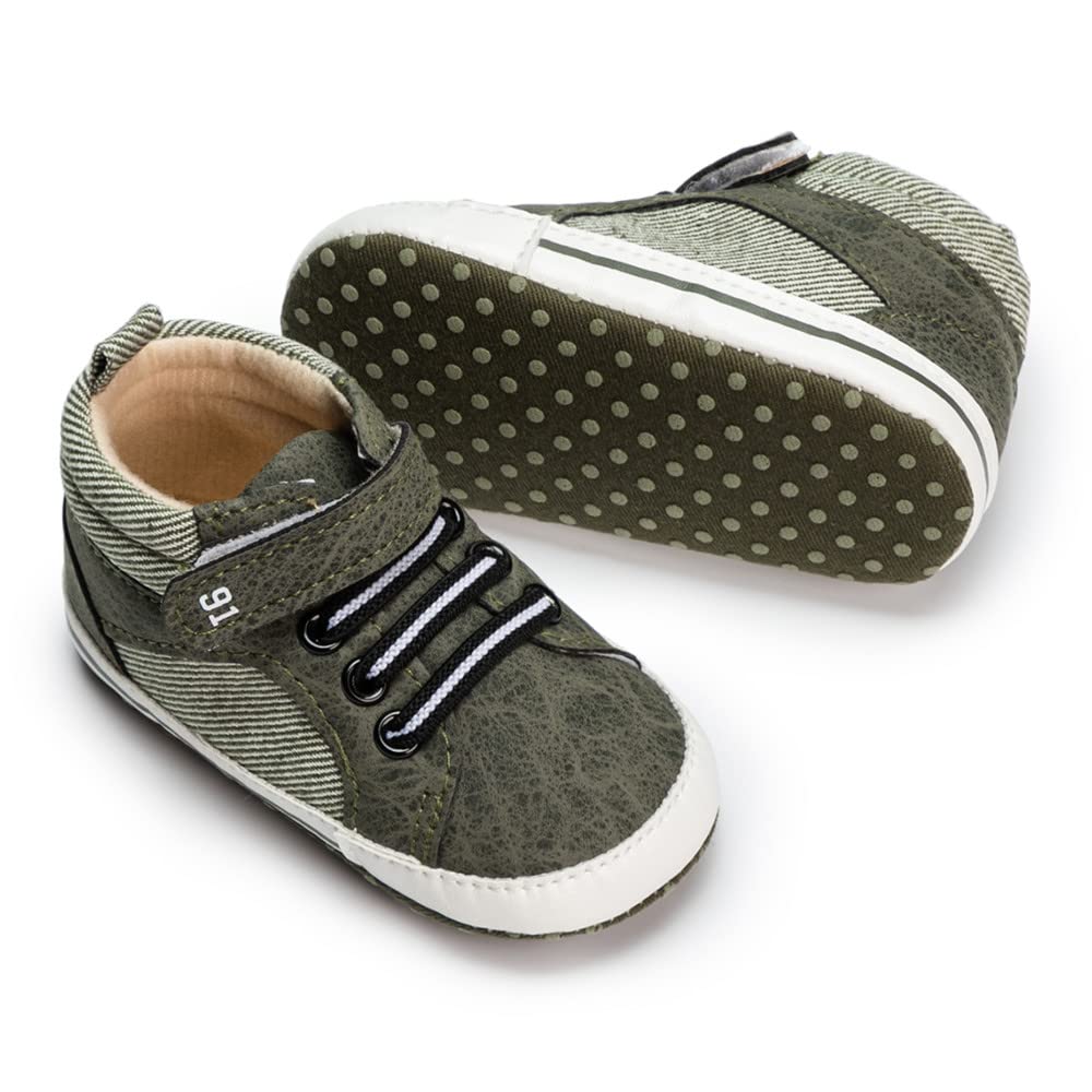 Meckior Toddler Baby Boys Girls High Tops Ankle Sneakers Soft Anti-Slip Sole PU Leather Moccasins Infant Newborn Prewalker First Walking Crib Shoes
