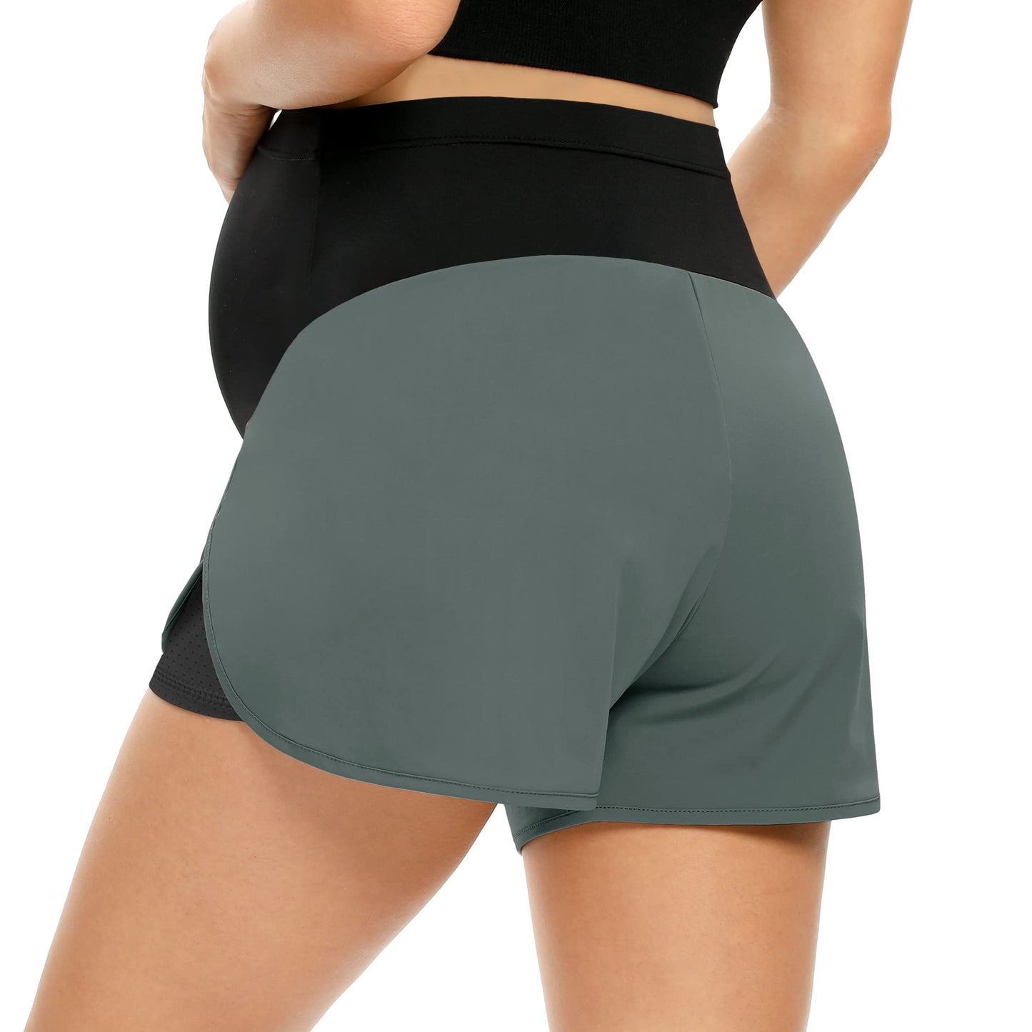 POSHGLAM Women‘s Maternity Shorts Over Belly Workout Running Casual Summer Pregnancy Shorts