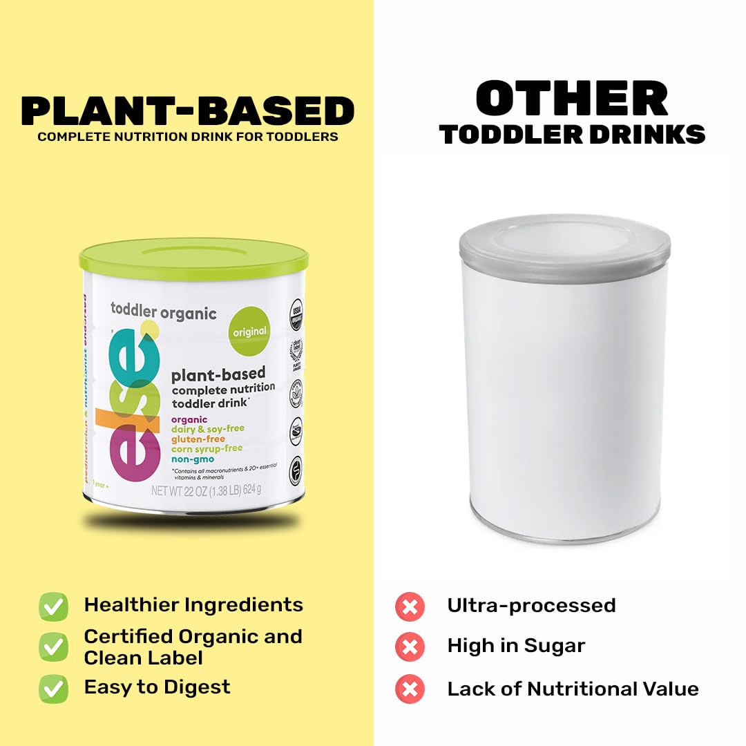 Else Nutrition Toddler Formula 12-36 mo., Plant Based Toddler Nutritional Drink - Soy & Dairy Free, Lactose Free - Complete Baby Formula (12-36 mo.), Protein Powder w/ 20+ Vitamins (22oz, 6-Pack)