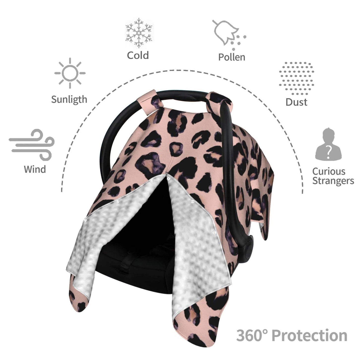 9CH Car Seat Covers for Babies, Peekaboo Opening Minky Car Seat Cover for Baby Mom Nursing Breastfeeding Covers, Winter Minky Baby Carrier Cover for Girls Boys (Black Star)