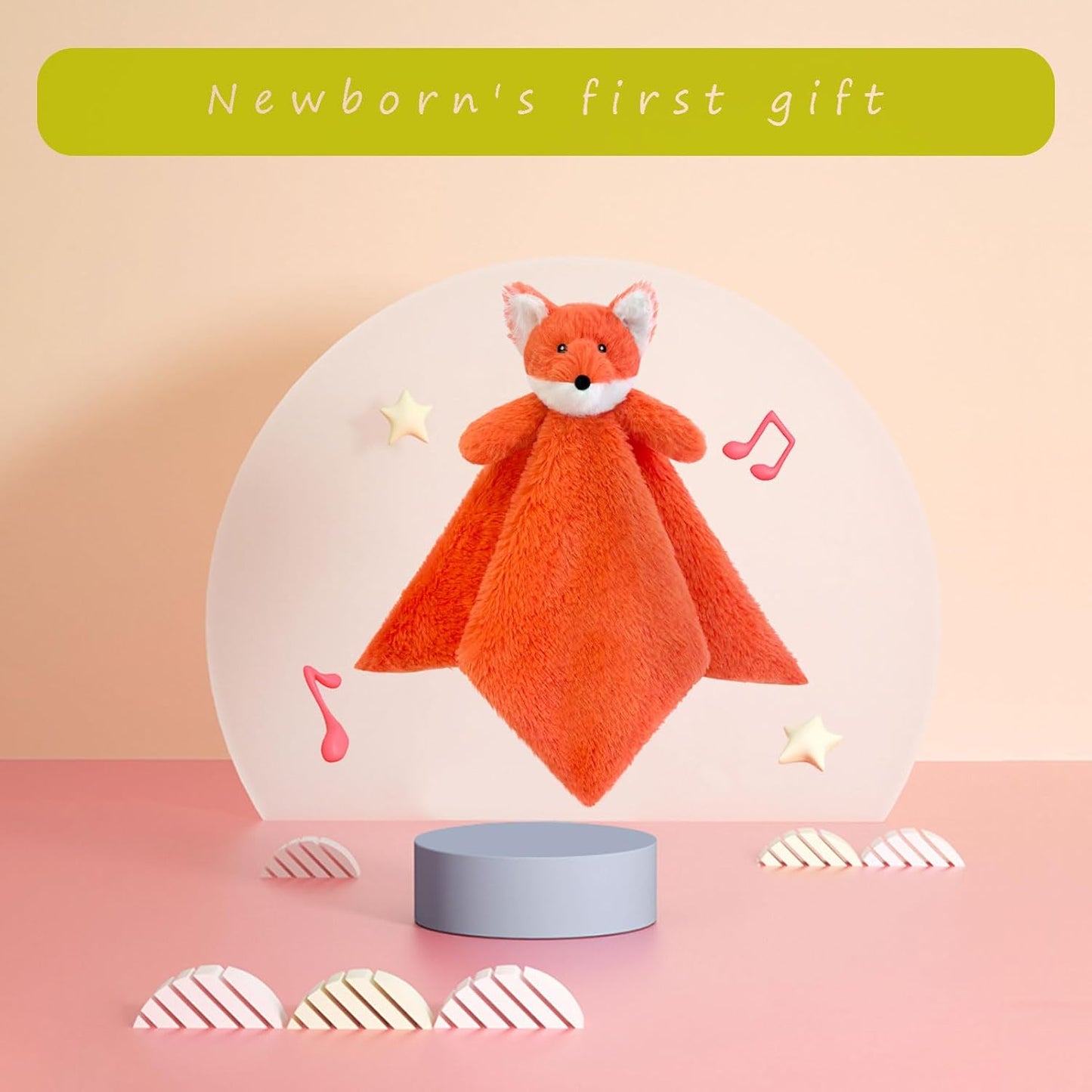 Baby Pink Fox Soft Stuffed Animal Security Blanket, Plush Fox Character Lovey Blanket, Baby Shower/Nursery Gift, Newborn Infant Toddler Snuggle Blankie for Girls Boys, 14 Inches