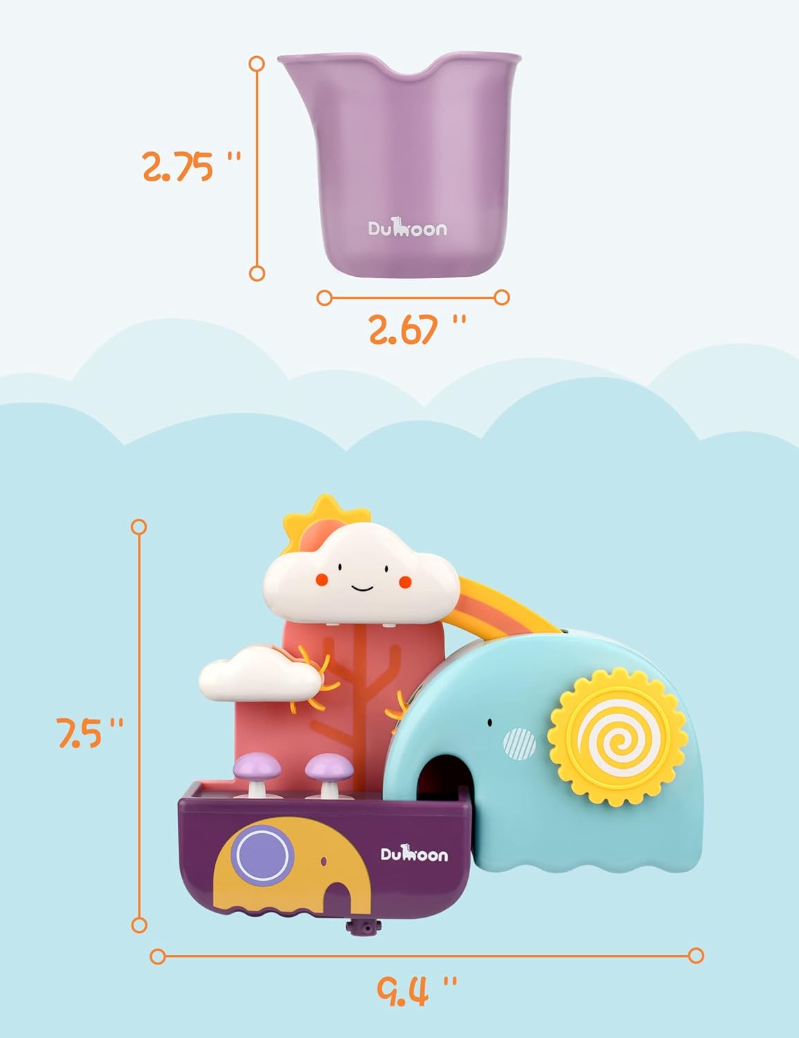 Baby Bath Toys, Fun Simple Physics Educational Bathtub Water Toy, Bath Time Fun Splash Toys for 1, 2, 3+ Year Old Boys Girls Toddlers, Safe Colorful Skin Friendly Waterwheel Bathing Toy