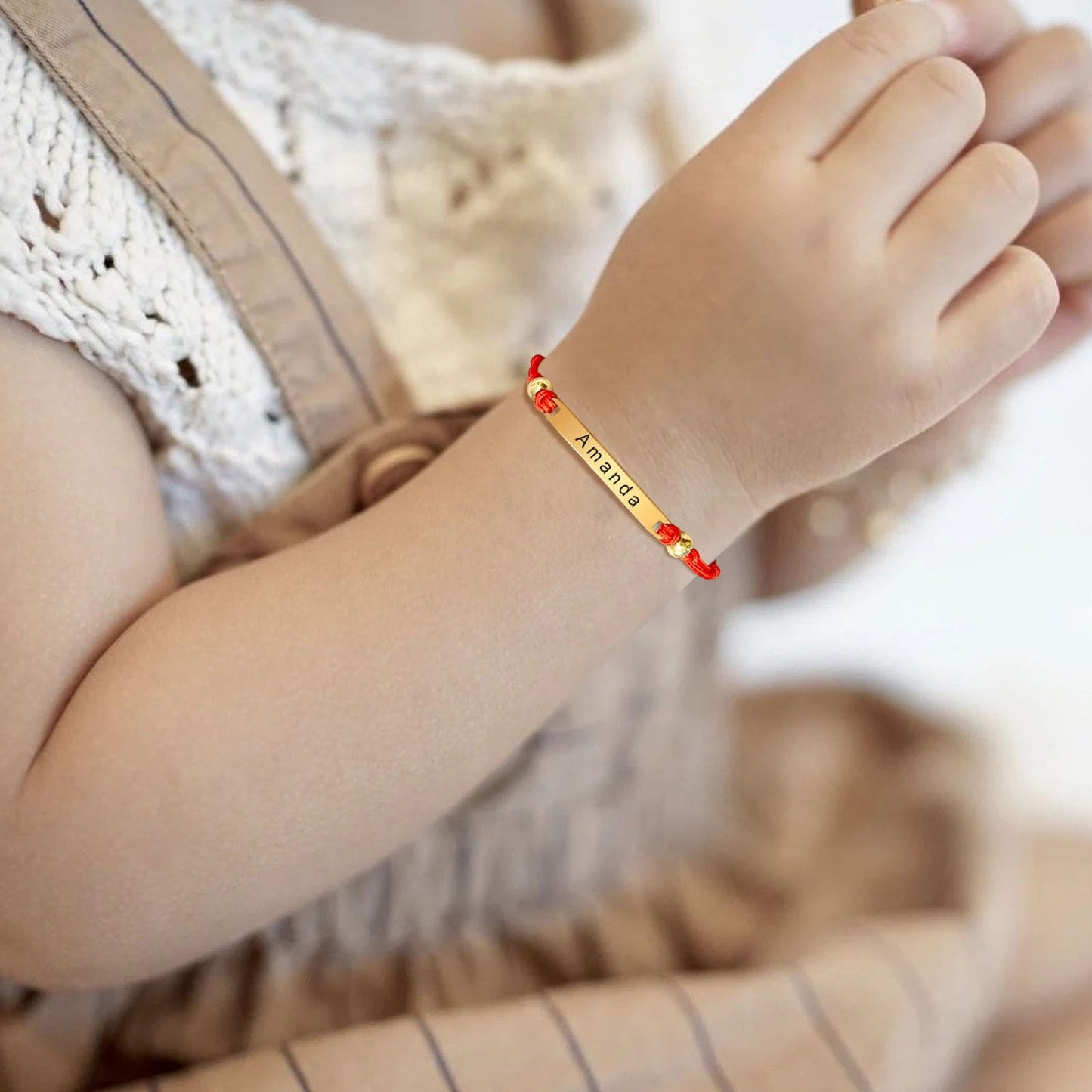 Personalized Baby Bar Bracelet : 18K Gold Plated Custom Name ID Plate Bracelet for Children Toddler from Mom, Engraved Kid Name for Daughter Son, New Born Birthday Gift,Adjustable,Nickel free