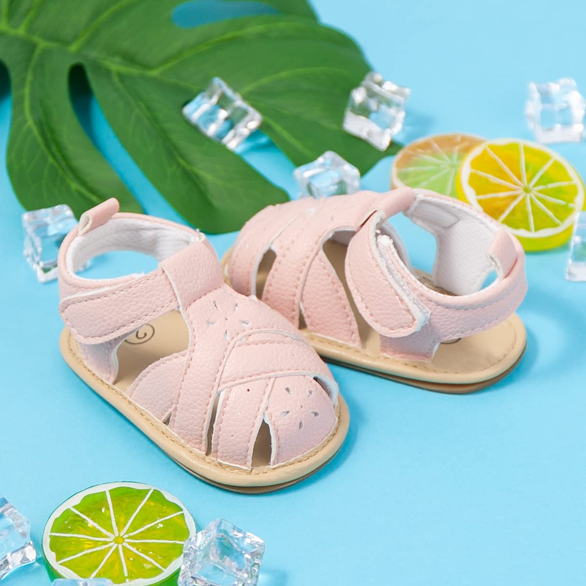 Kannior Infant Boys Girls Sandals Breathable Premium Baby Summer Outdoor Casual Beach Shoes Lightweight Toddler Flower Bowknot Anti Slip Rubber Sole Newborn Prewalker First Crib Shoes