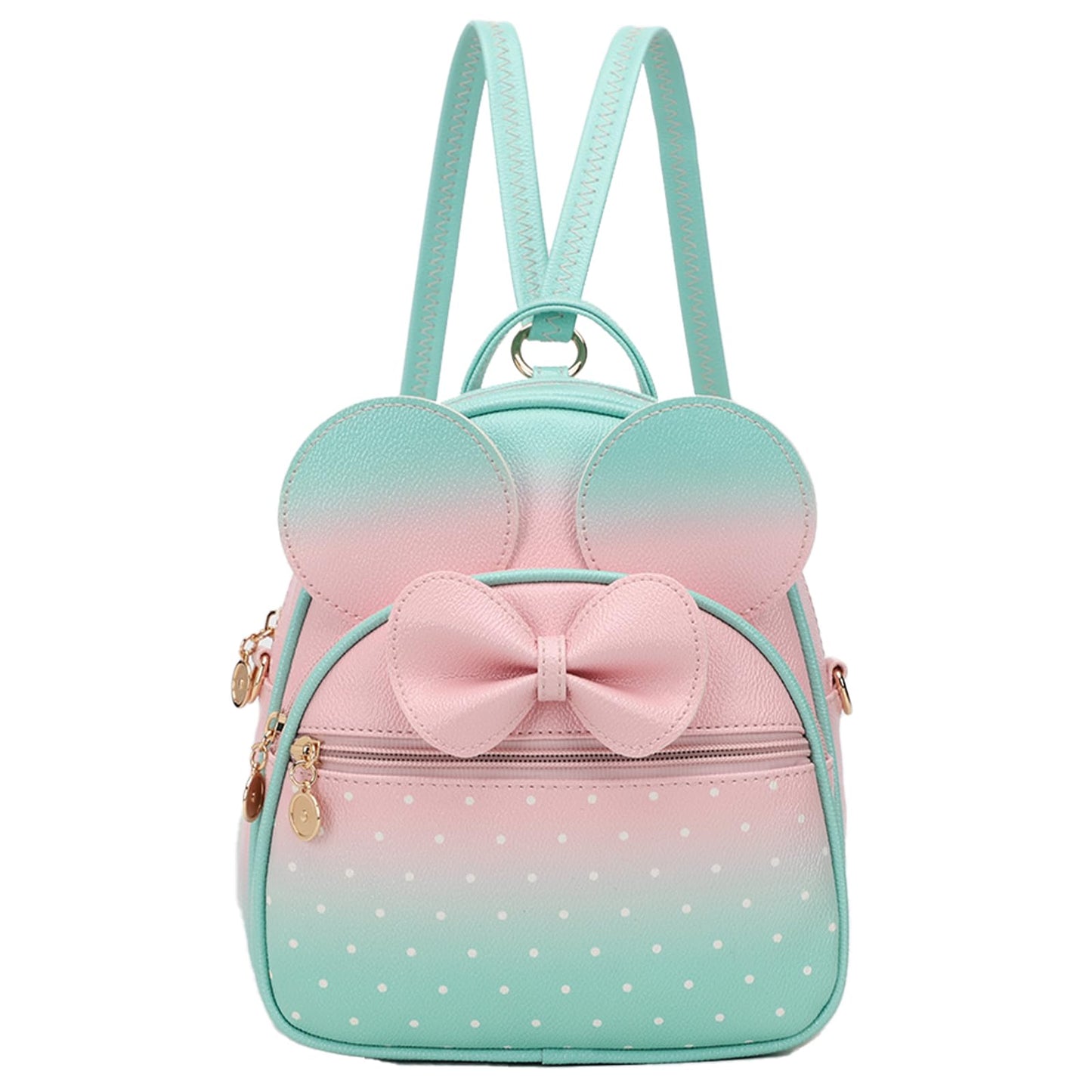 KL928 Girls Bowknot Polka Dot Cute Mini Backpack Small Daypacks Convertible Shoulder Bag Purse for Women