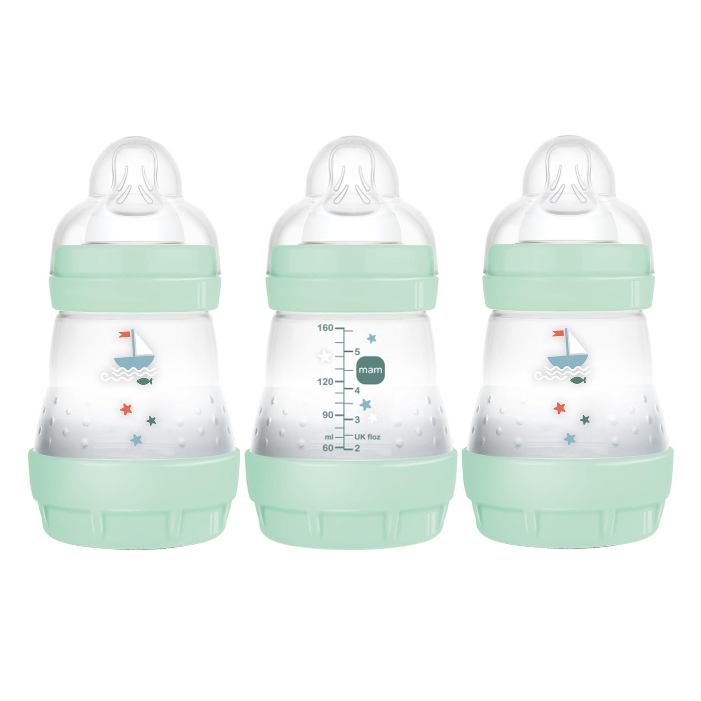 MAM Easy Start Anti-Colic Baby Bottles, Extra Slow Flow, Breastfeeding-Like Silicone Nipple Bottle, Reduces Colic, Gas, & Reflux, Easy-to-Clean, BPA-Free, Vented Baby Bottles for Newborns, 0-3 Months