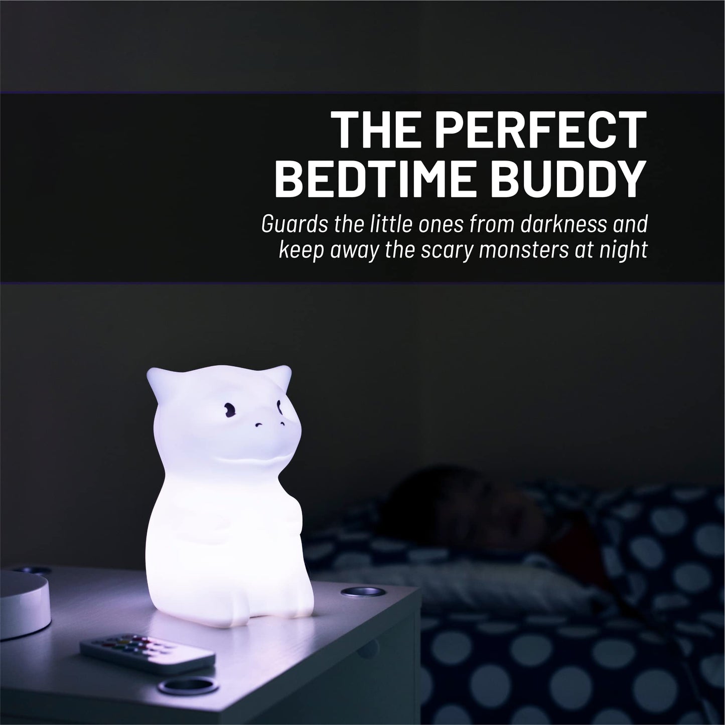 Lumipets Remote Control Silicone Night Light for Kids - Pig Design with 9 Soft Colors & Sleep Timer - Rechargeable, Battery-Operated Lamp for Bedroom | Baby Nursery, Toddler, Girls, Boys