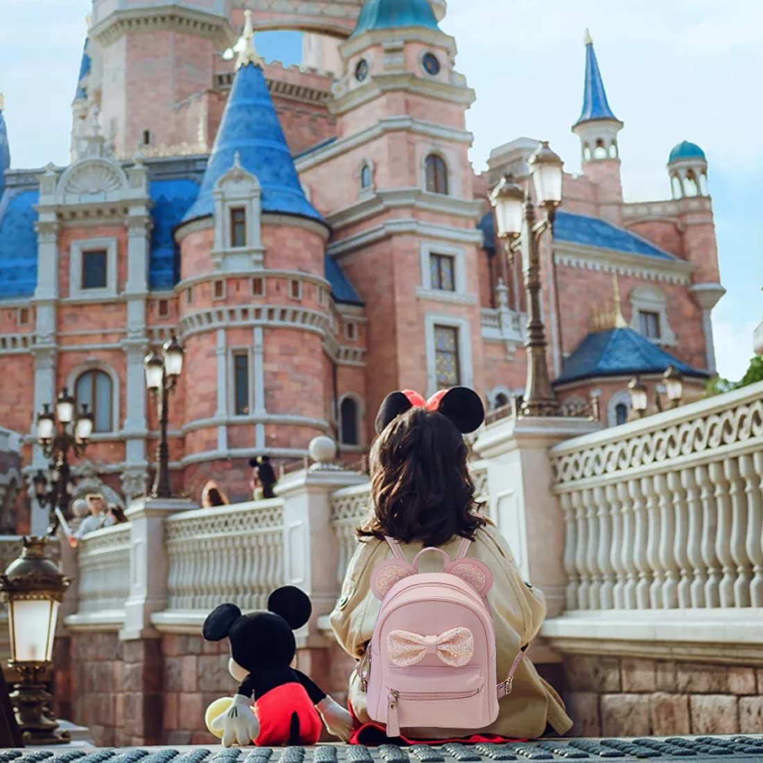 Cutest Toddler Polkadot Bow Mouse Ears Bag Mini Clear Fashion Shoulder Backpack for Teen Toddler Little Girls (clear)