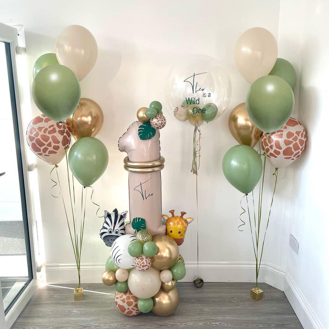 Sage Green Gold White Party Balloons, 50Pcs Sage Green and Gold Confetti Party Balloons For Birthday Baby Shower Engagement Wedding Anniversary Party Decorations