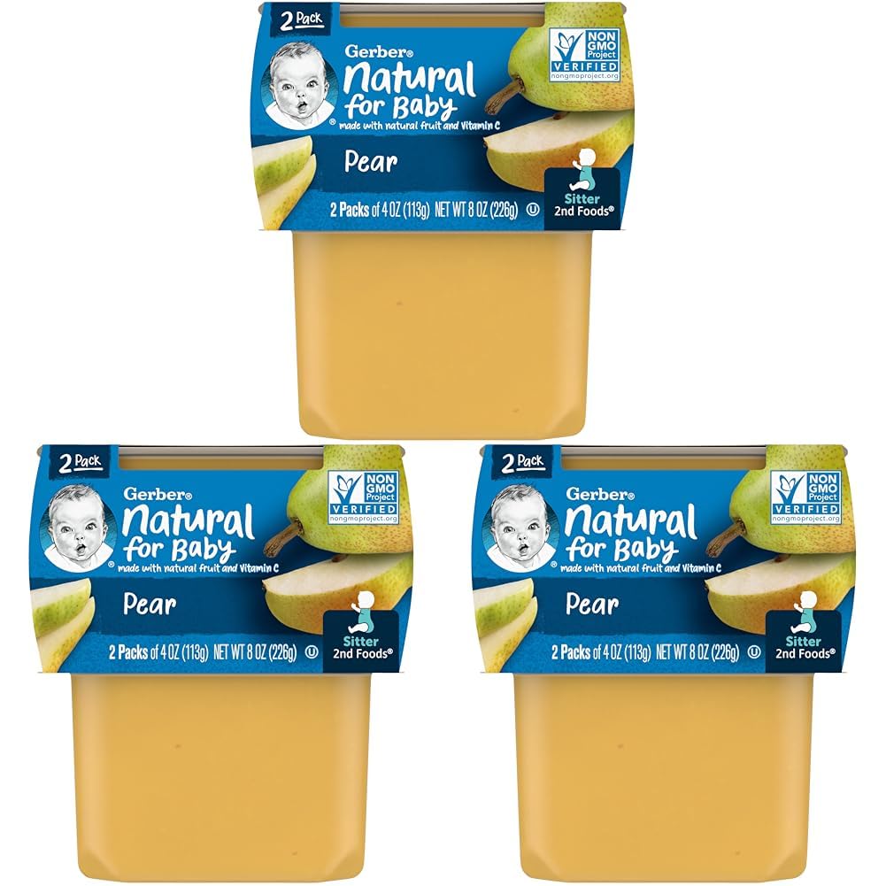 Gerber Baby Food Pear, 4 Oz, 2 Ct Tubs