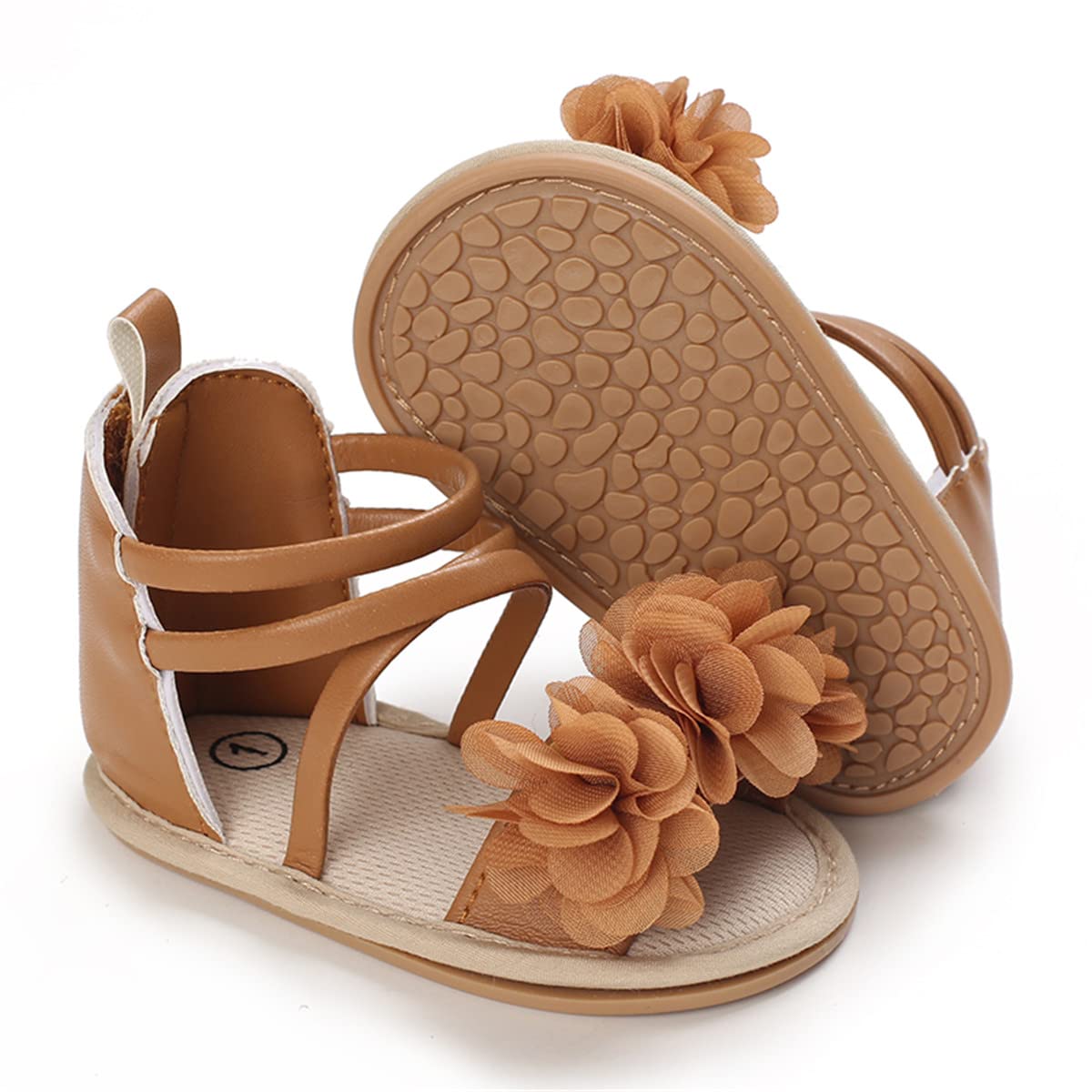 Timatego Infant Baby Girls Summer Sandals Anti-Slip Soft Sole with Flower Toddler First Walkers Crib Dress Shoes