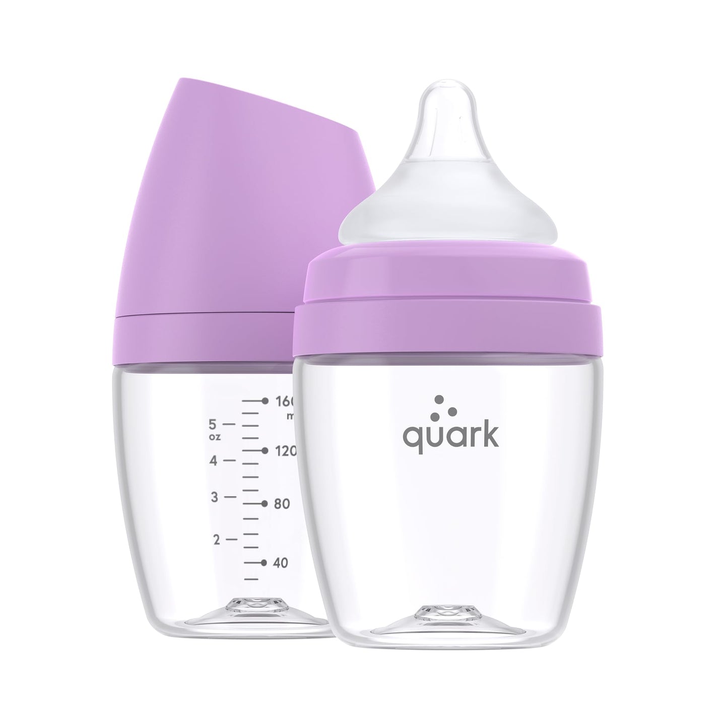 BuubiBottle Max Slow Flow Bottle for Newborn Babies by Quark - with Anti-Colic RealFeel Nipple to Simulate Breastfeeding - BPA-Free, PVC-Free, Toxin-Free - 8 Oz Bottle with Lid, 2 Pack - Orange