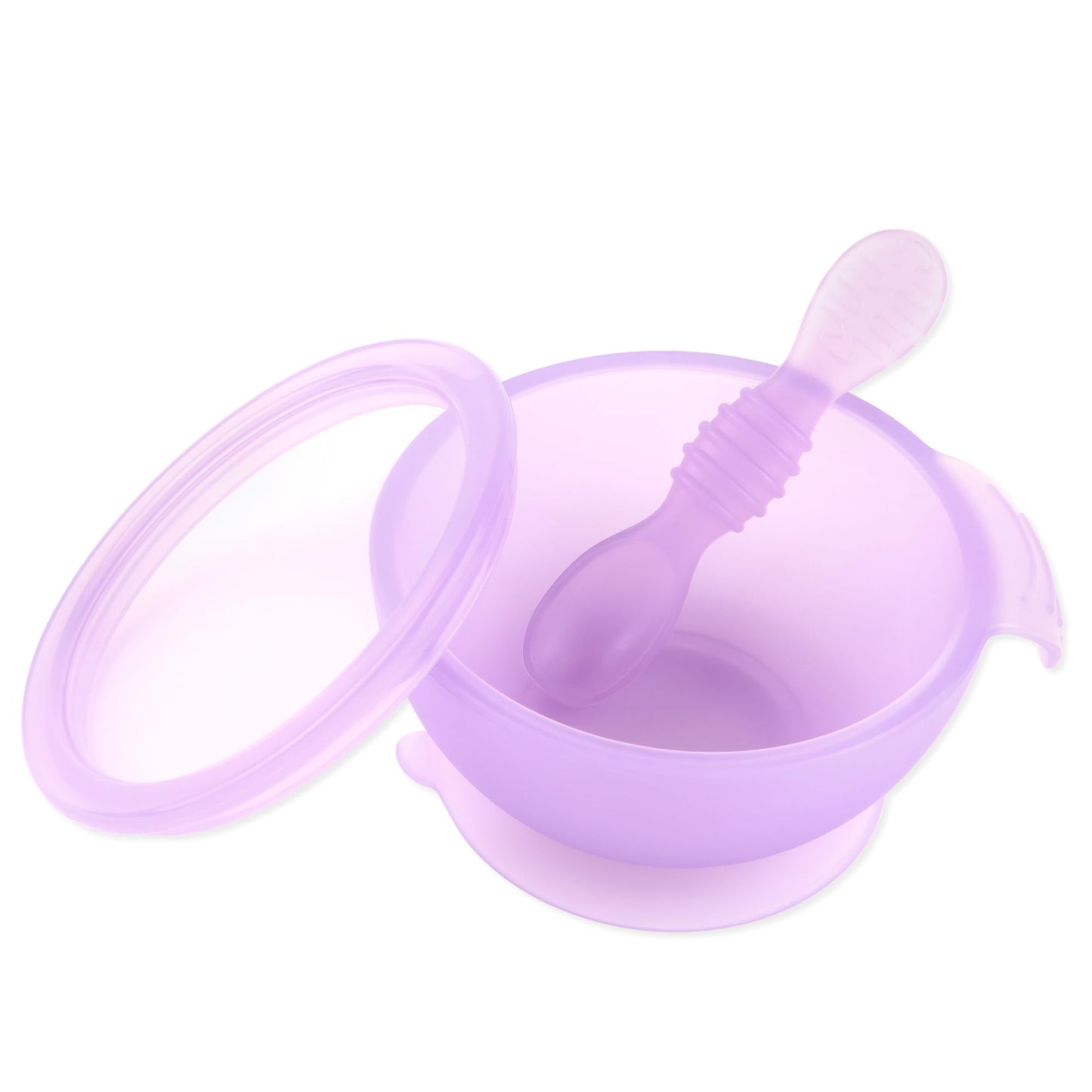 Bumkins Baby Bowls, Disney Minnie Mouse Silicone Baby Feeding Set, Suction Bowls for Baby and Toddler with Spoon, First Feeding Set, Platinum Silicone Bowl for Babies 4 Months