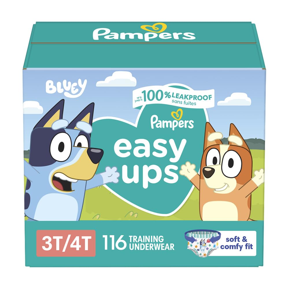Pampers Training Pants - Easy Ups Boys & Girls Bluey - Size 4T-5T, 104 Count, Children's Potty Underwear (Packaging May Vary)