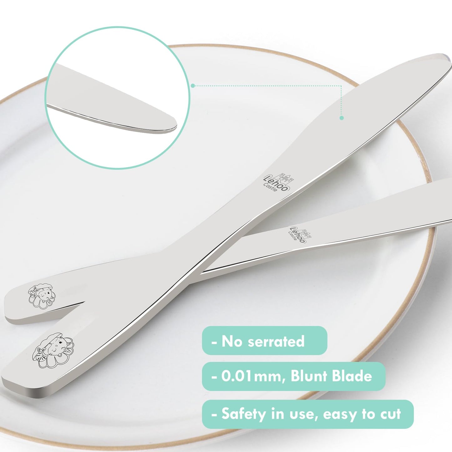 Lehoo Castle Kids Silverware Stainless Steel 6 Piece - Toddler Spoons and Forks Knife Set, Metal Kids Cutlery Set, Toddler Utensils Self Feeding (Dinosaur World)