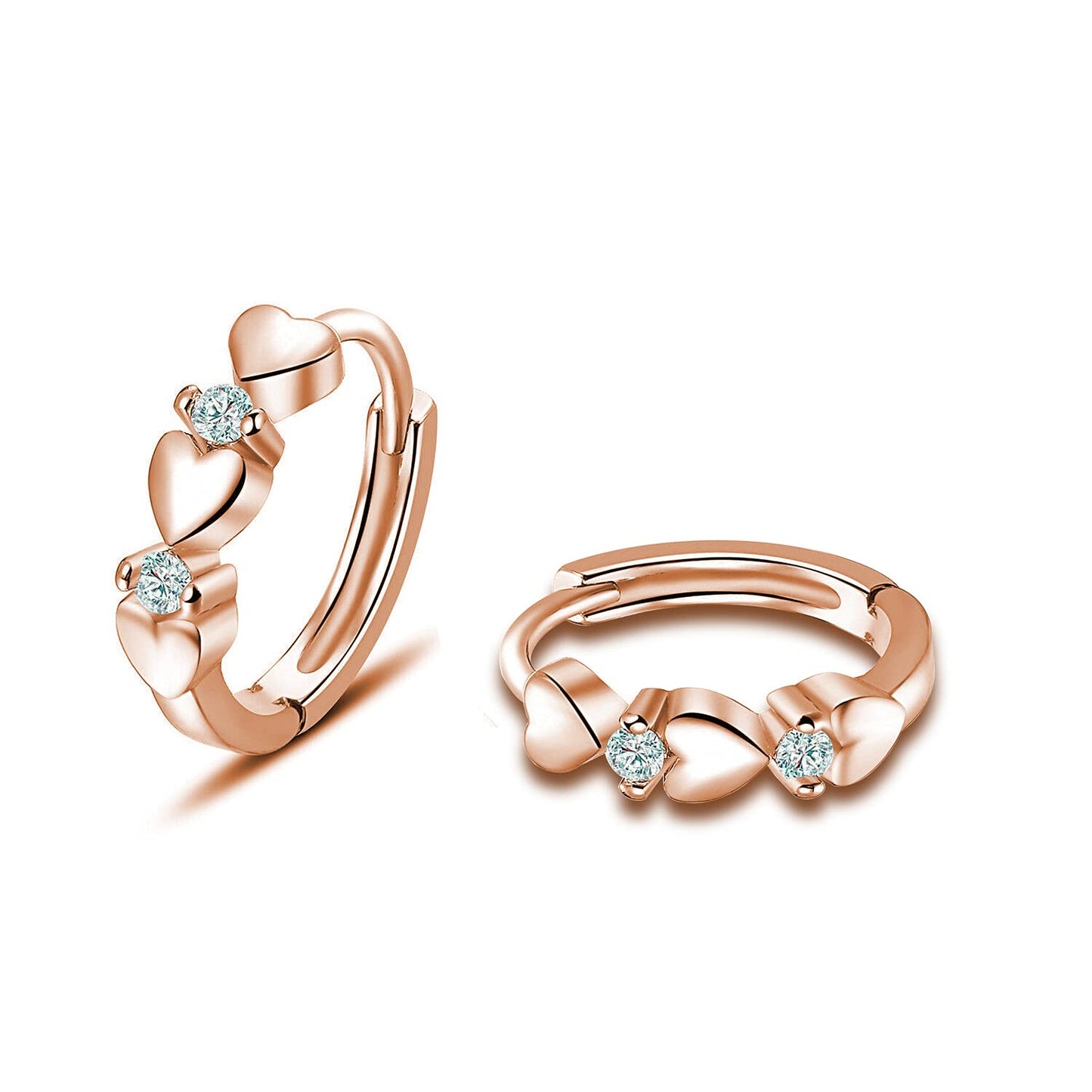CiNily 14K White Gold Plated Small Hoop Earrings for Women Girls Heart Cubic Zirconia Hypoallergenic Earrings