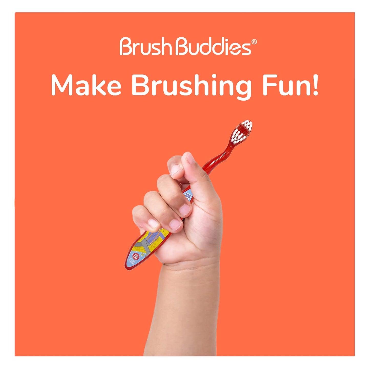 Brush Buddies Hot Wheels Toothbrush for Kids, Kids Toothbrushes, Toothbrush Pack, Soft Bristles for Kids, Toddler Ages 2-4, 6PK