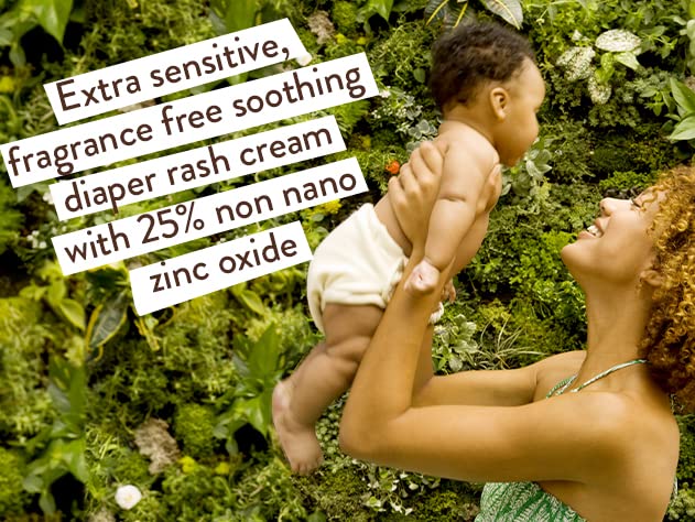 Babo Botanicals Sensitive Baby Fragrance-Free Diaper Cream - 25% Natural Zinc Oxide - Calendula, Shea & Cocoa Butter - EWG Verified - Vegan- from Birth on - 1 or 2 Pack Tube - 6oz Jar