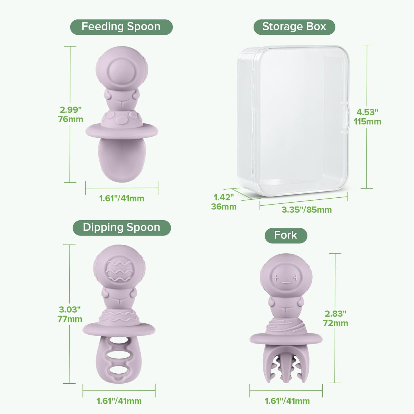 Haakaa Astronaut Beginner Silicone Cutlery Set ā Baby Spoons and Forks for Self Feeding 6 Months, Baby Led Weaning Supplies, Toddler Feeding Essentials