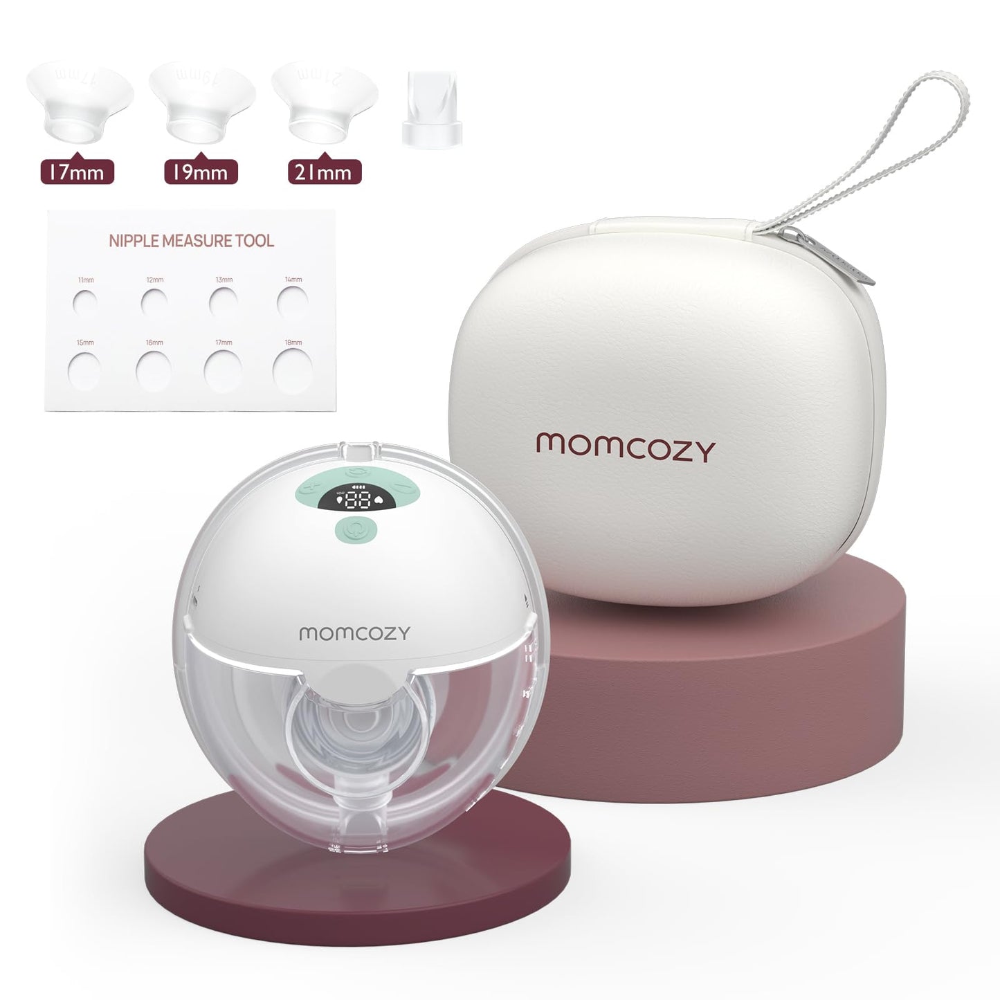 Momcozy M5 Hands-Free Wearable Breast Pump, Double-Sealed Flange for Baby-Like Comfort, 3 Modes & 9 Suction Levels, Portable Electric Pump – 24mm, 2-Pack Quill Gray