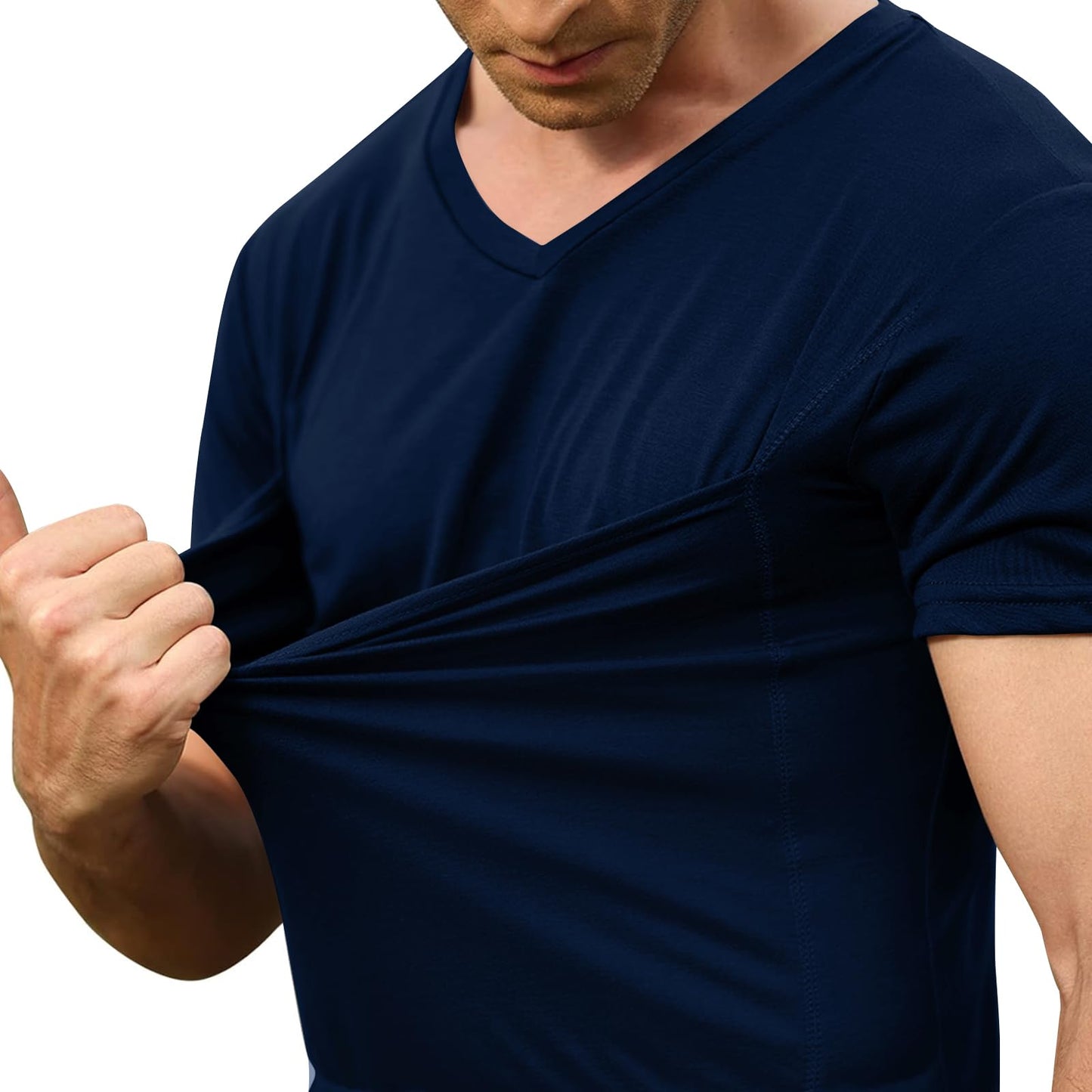 Mens Baby Carrier Shirt V Neck Short Sleeve T-Shirts for Men Skin to Skin T-Shirt with Pocket