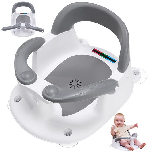 Baby Bath Seat for Babies 6 Months & Up Sitting Up,Infant Bath Seat with Temperature Alert+Open Backrest+on/Off Armrest,Toddler Bath seat Baby Bath Chair for Bathtub,Tub,Sink Pink