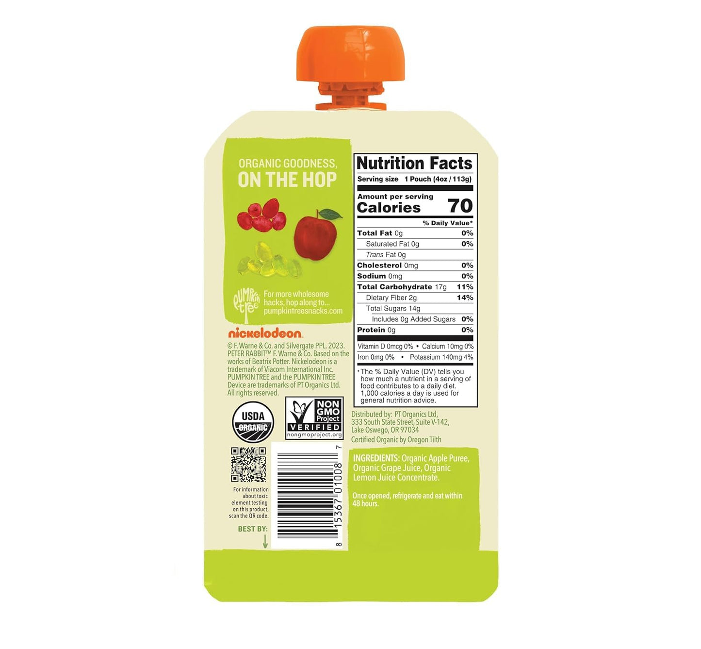 Peter Rabbit Organics Fruit Vegetable, Squeezable Pouches, 4 Ounce (Pack of 18)