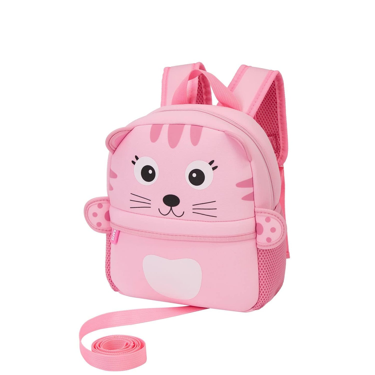 KK CRAFTS Preschool Toddler Backpack with Leash, 3D Cute Cartoon Neoprene Animal Schoolbag for Kids Boys Girls(Pink Dinosaur)