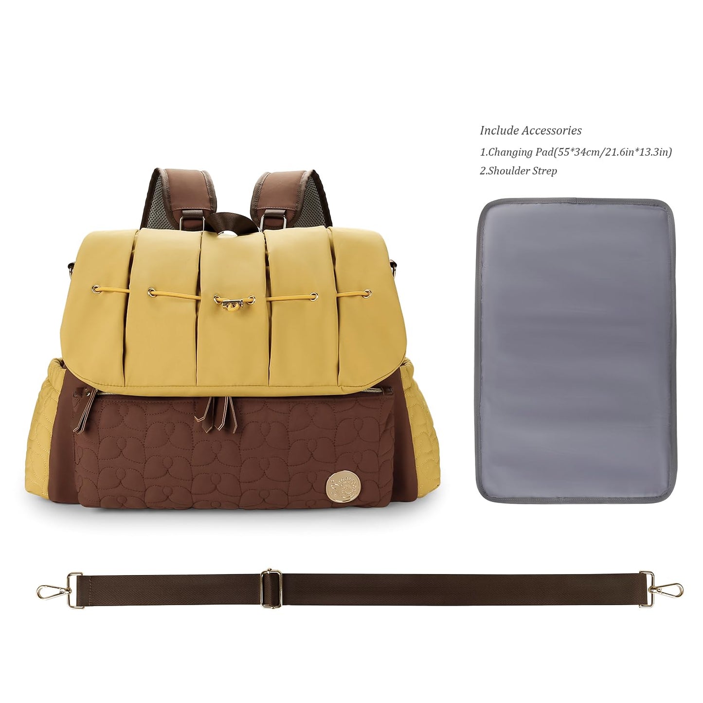 Lmbabter Diaper Bag Backpack Convertible Messenger Bag Travel Backpack Maternity Bags Stylish Baby Bag with Changing Pad for Mom (Brown)