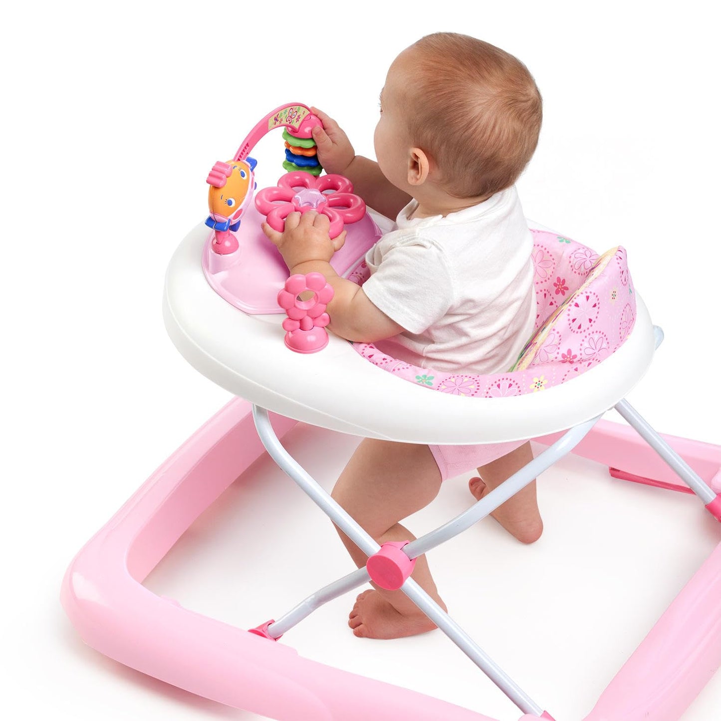 Bright Starts JuneBerry Walk-A-Bout Baby Walker and Entertainer, Removeable Floor Toy, with Easy Fold Frame for Storage, Ages 6 Months +