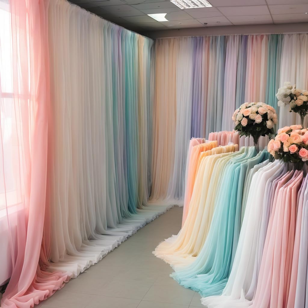 Barcelonetta | Chiffon Fabric | Decoration, Drapery Fabric | Wedding, Gender Reveal, Baby Shower, Birthday | for Arbor, Arch, Canopy, Table and Chair Decoration (Dusty Rose, 10 Yards)