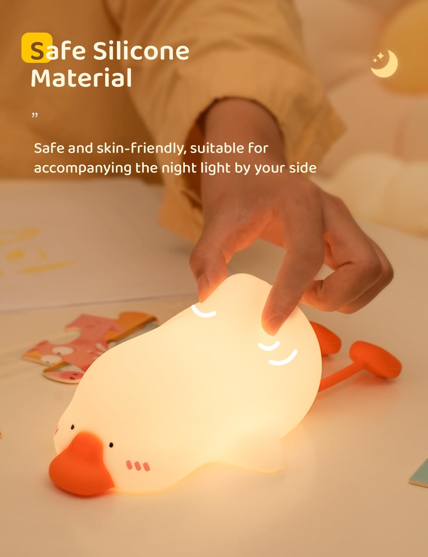 Nursery Night Light, RGB Bunny with 7 Colors & 3 Dim Levels, Rechargeable Silicone, Room Decor & Kids Gift