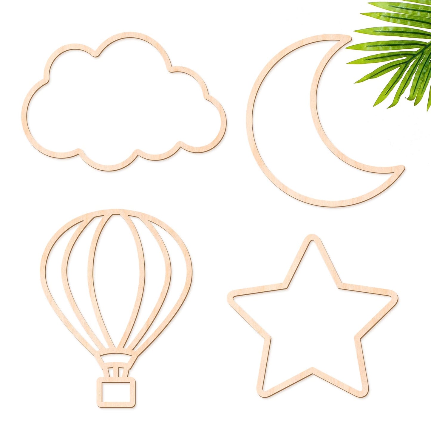 Kathfly4 Pieces Boho Nursery Cloud Star Wall Decor Wooden Babyroom Moon Rattan Wall Decor Wooden Rainbow for Children Baby Kids Boys Girls Bedroom Nursery Pendant(Cloud Moon Star)