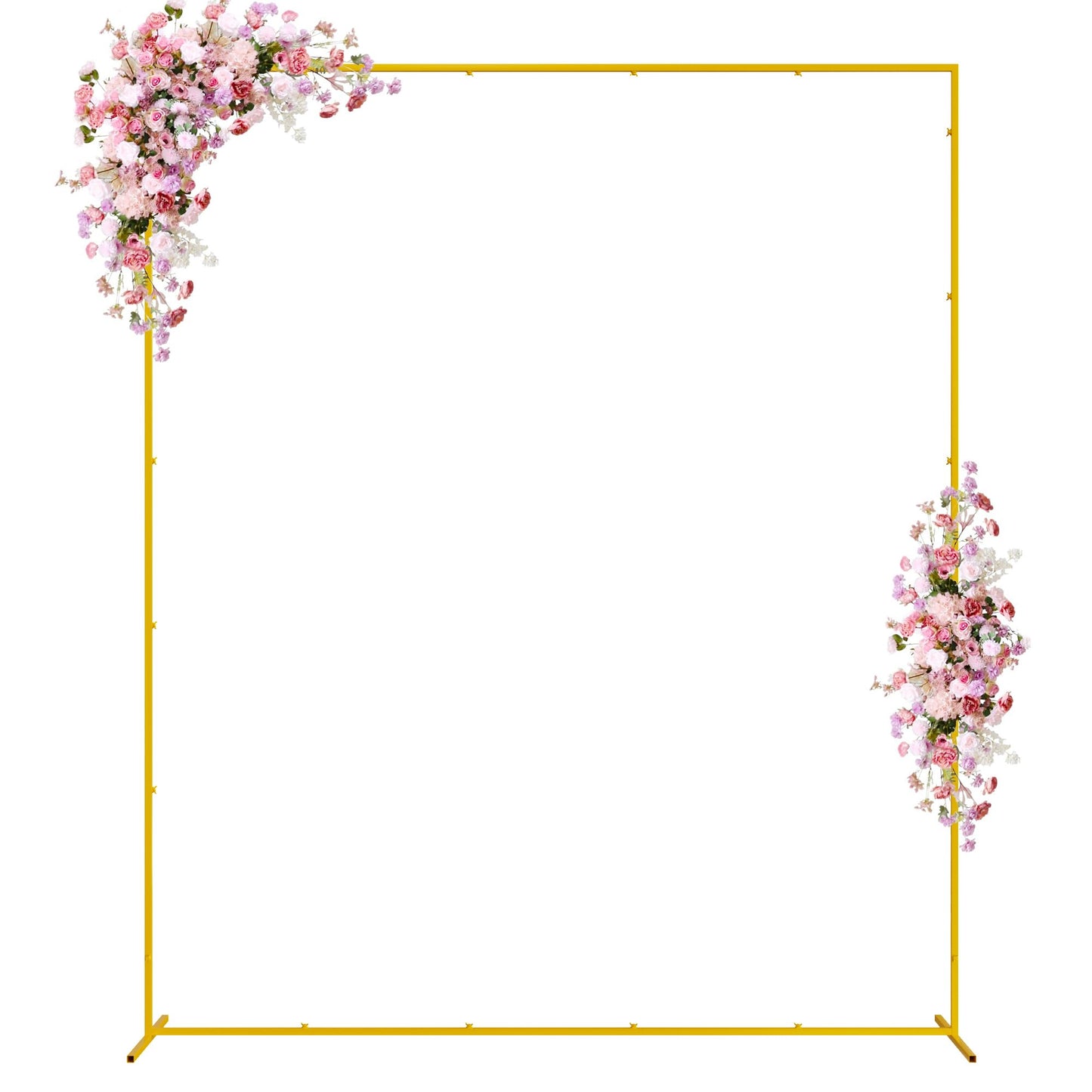 Wokceer Wedding Arch Backdrop Stand Square 6.6FTx6.6FT Gold Metal Balloon Arch Stand Garden Arbor Backdrop Frame for Wedding Birthday Party Baby Shower Photo Booth Background Decoration