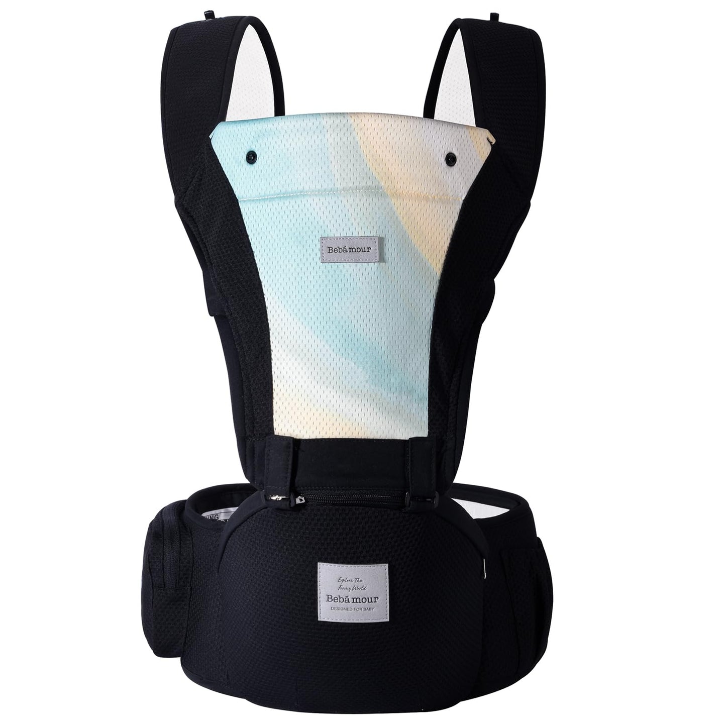 Bebamour Baby Carrier Newborn to Toddler-2 in 1 Hip Seat & Carrier Front and Back Carry with Head Hood & 3 Pieces Teething Pads& Waist Extenders & Storage Bag 0-36 Months (Green)