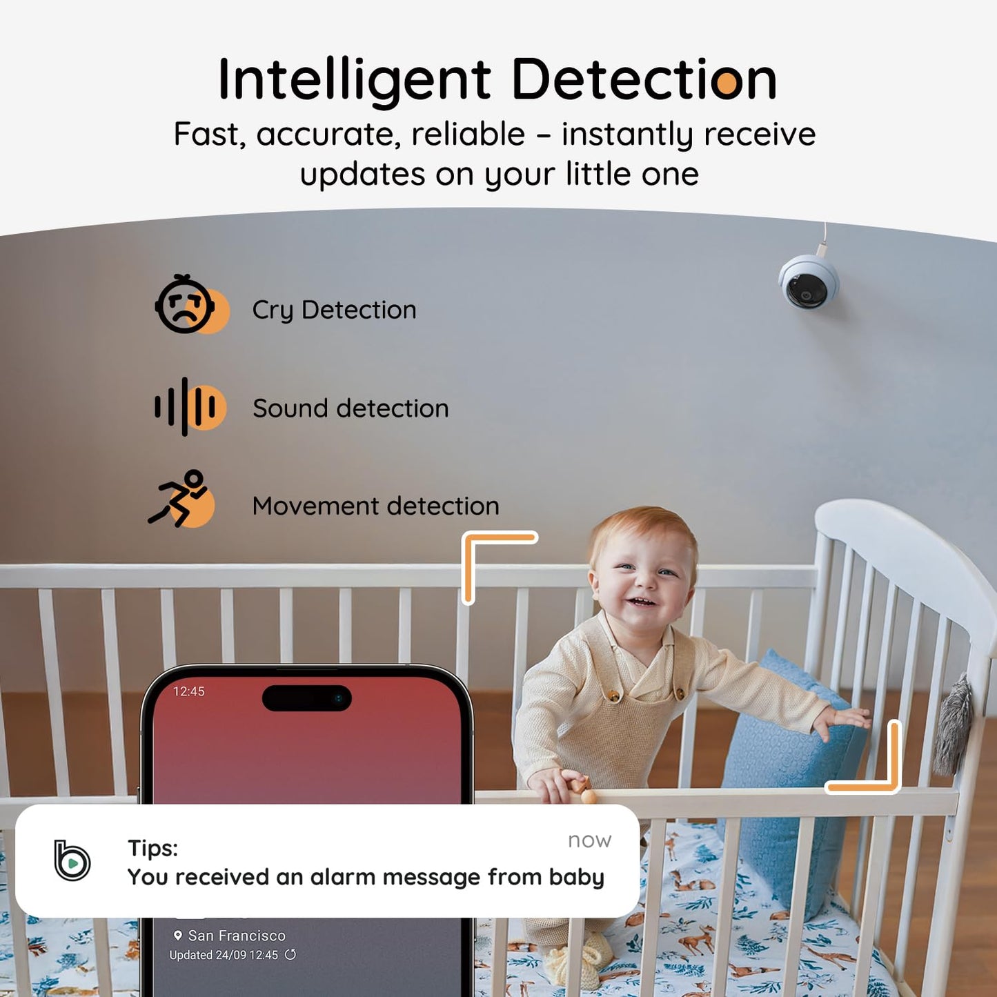 BOIFUN 2K Video Baby Monitor with Camera & WiFi, 360° Auto Tracking, 5" Screen, AI Motion & Cry Detection, Night Vision, Long Battery Life – Ideal for Busy Parents, Monitor via Smartphone App & Screen
