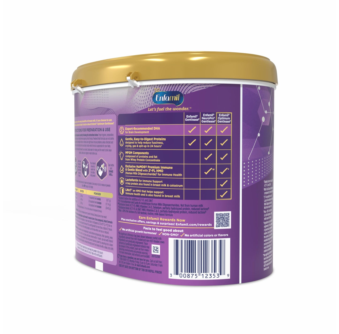 Enfamil Optimum Gentlease Baby Formula, Our Closest Formula to Breast Milk For Fussiness, Crying, Gas & Spit-up, Immune-Supporting Lactoferrin also found in Breast Milk, 19.5 Oz