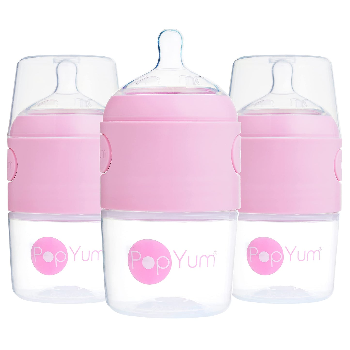 PopYum 9 oz Orange Anti-Colic Formula Making/Mixing/Dispenser Baby Bottle with #2 Medium Flow Nipple, 260 ml, BPA-Free, Natural Latch
