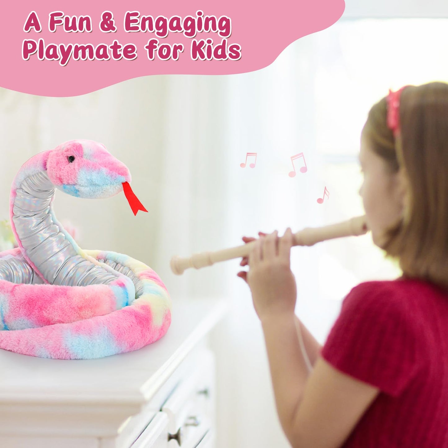 MorisMos Snake Stuffed Animals Plush Toy 120 Inch Giant Snake Plush with Babies Stuffed Snake Toys for Kids Plush Party Decorations Favors Prank Props, 4 Snake Babies, 3 Snake Eggs