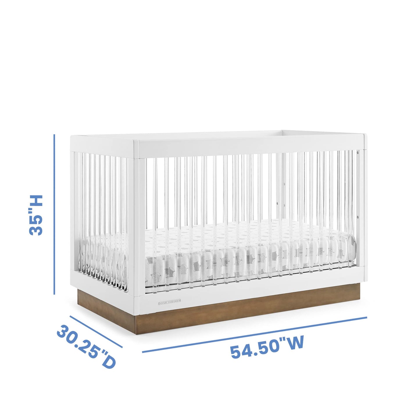 Delta Children James Acrylic 4-in-1 Convertible Crib - Greenguard Gold Certified, Midnight Grey/Acorn
