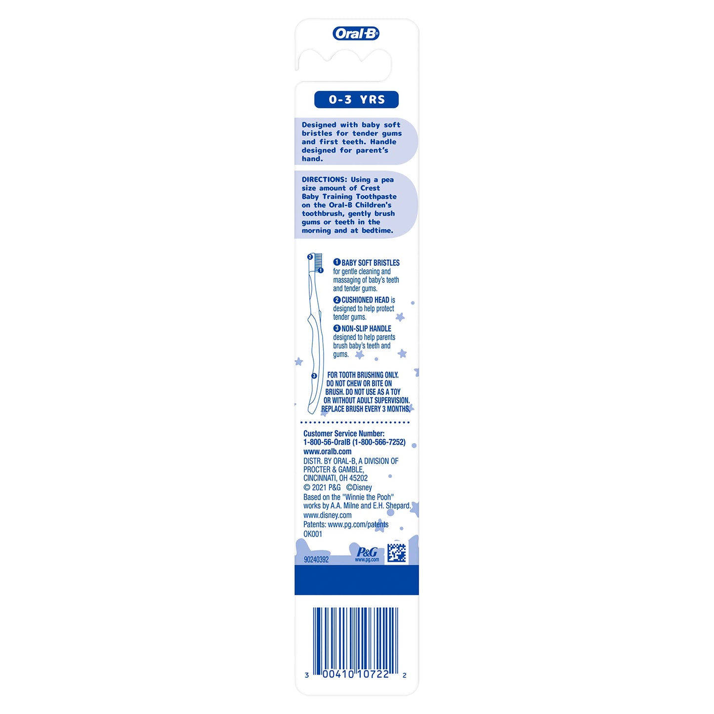 Oral-B Baby Toothbrush Featuring Disney's Pooh, Baby Soft Bristles, 0-3 Years, 1 Count