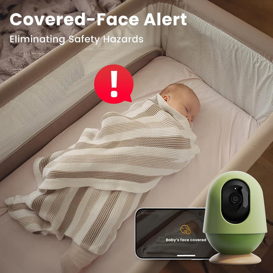 AI-Powered WiFi Baby Monitor with HD Camera & Audio - Auto Tracking, Cry & Sleep Detection, 3K Ultra HD Video, Moments Capture, Compatible with iOS & Android Apps