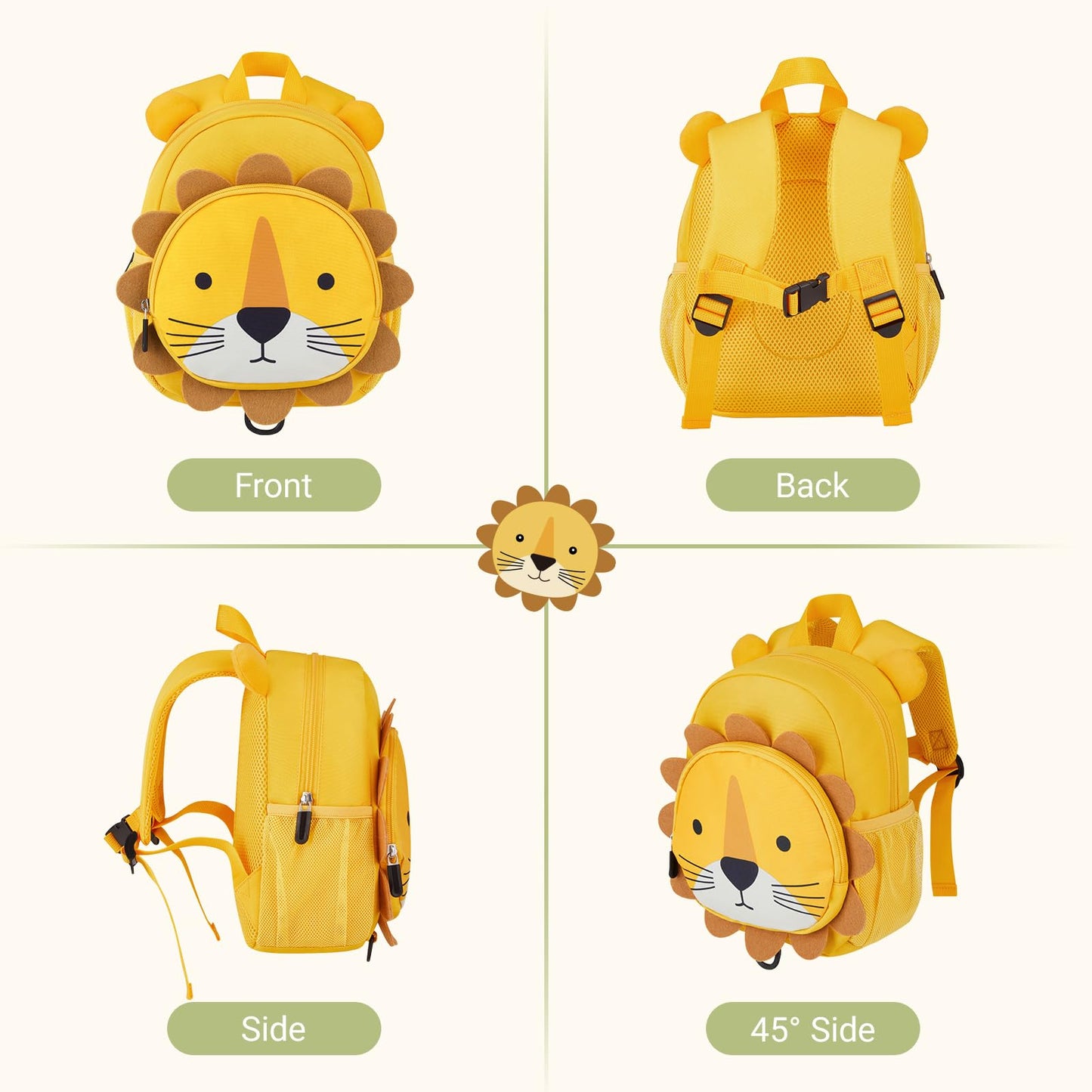 mommore Toddler Backpack for Boys 2-4, 3D Cartoon Mini Kids Travel Bag, Small Baby Backpack with Toddler Leash, Chest Buckle, Water-Resistant Pre-K Schoolbag, Dinosaur