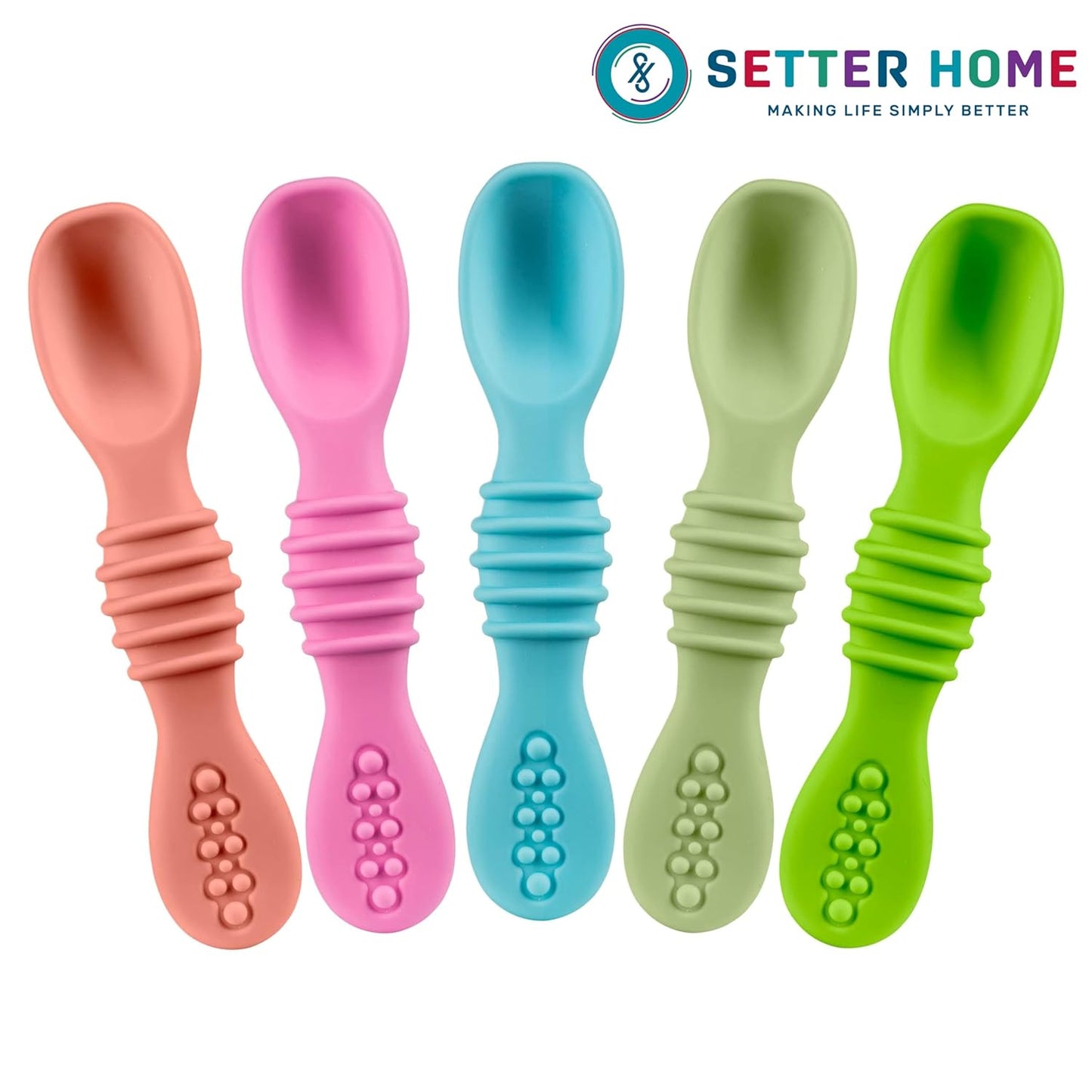 Soft Silicone Baby Spoons, Baby Spoon self Feeding Set for Babies 6-12 Months - Infant Feeding Spoons for Boys & Girls, Safty Tested Spoons, Baby Feeding Essentials, BPA Free, Great Gift