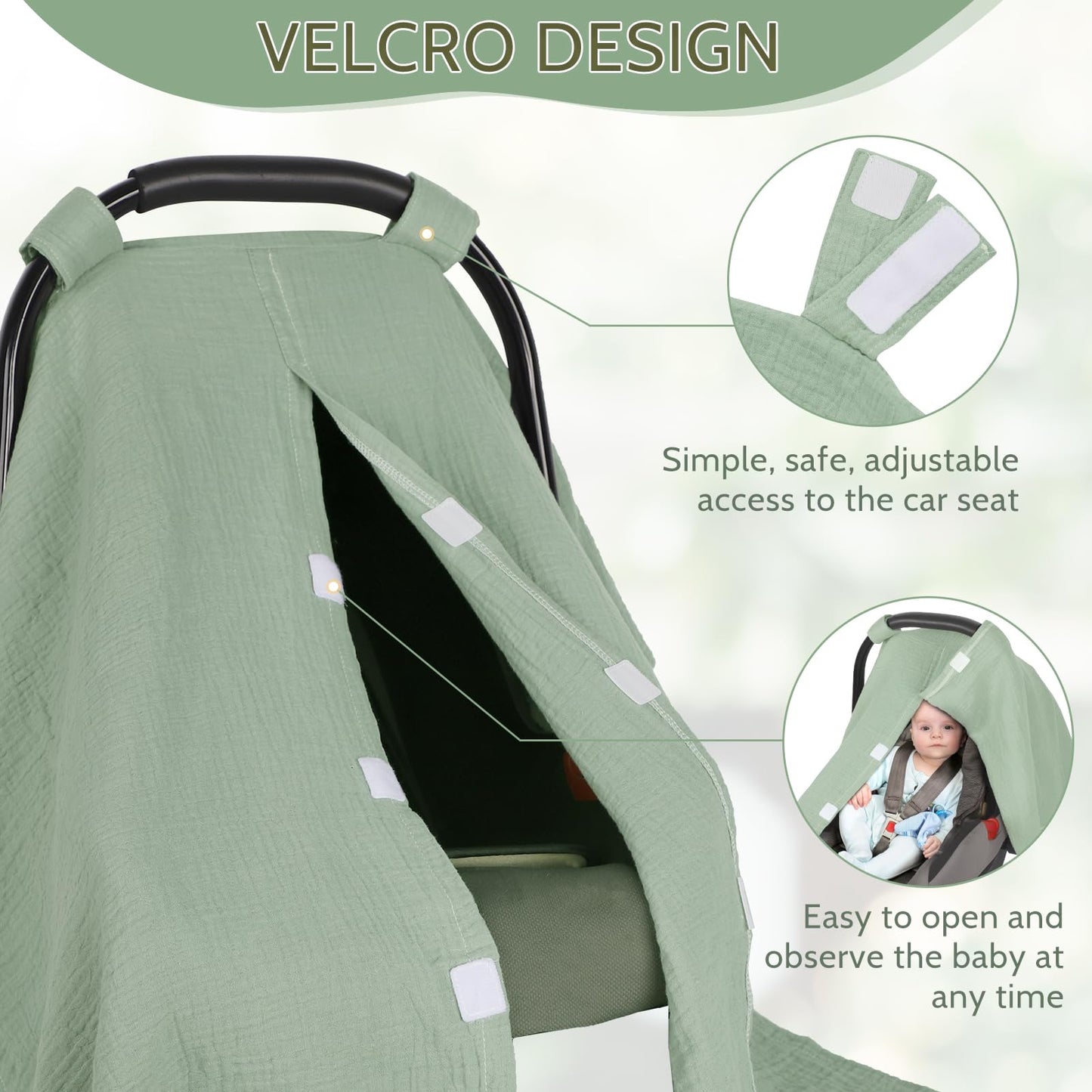 Muslin Car Seat Cover Baby Girls Boys, Summer Cotton Baby Car Seat Cover for Carseat, Comfortable Nursing Cover, Soft Baby Blanket, Breathable Lightweight Infant Stroller Canopy, Rainbow
