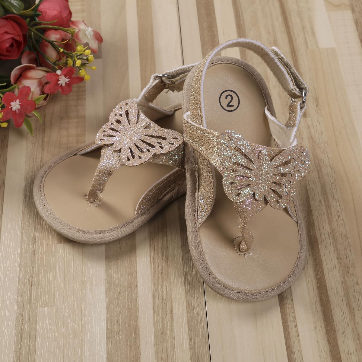 Baby Girls Butterfly Sandals Infant First Walking Slipper Shoes Soft Soles Non-Slip Summer Princess Shoes 0-18M